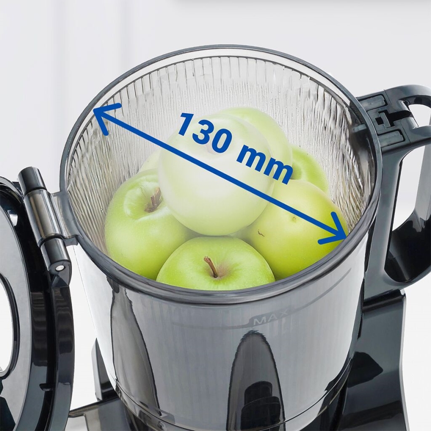 TESLA Electronics SlowJuicer Deluxe - Espremedor de baixa velocidade 250W/230V aço inoxidável/preto