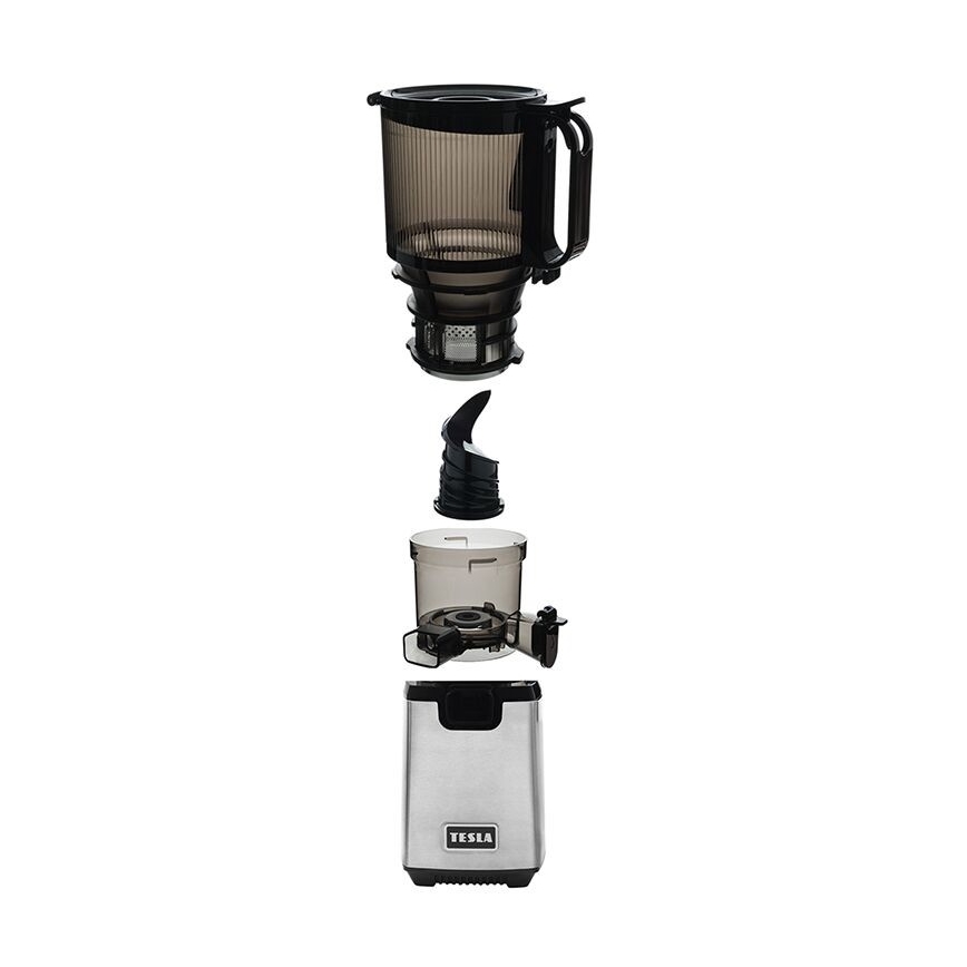 TESLA Electronics SlowJuicer Deluxe - Espremedor de baixa velocidade 250W/230V aço inoxidável/preto