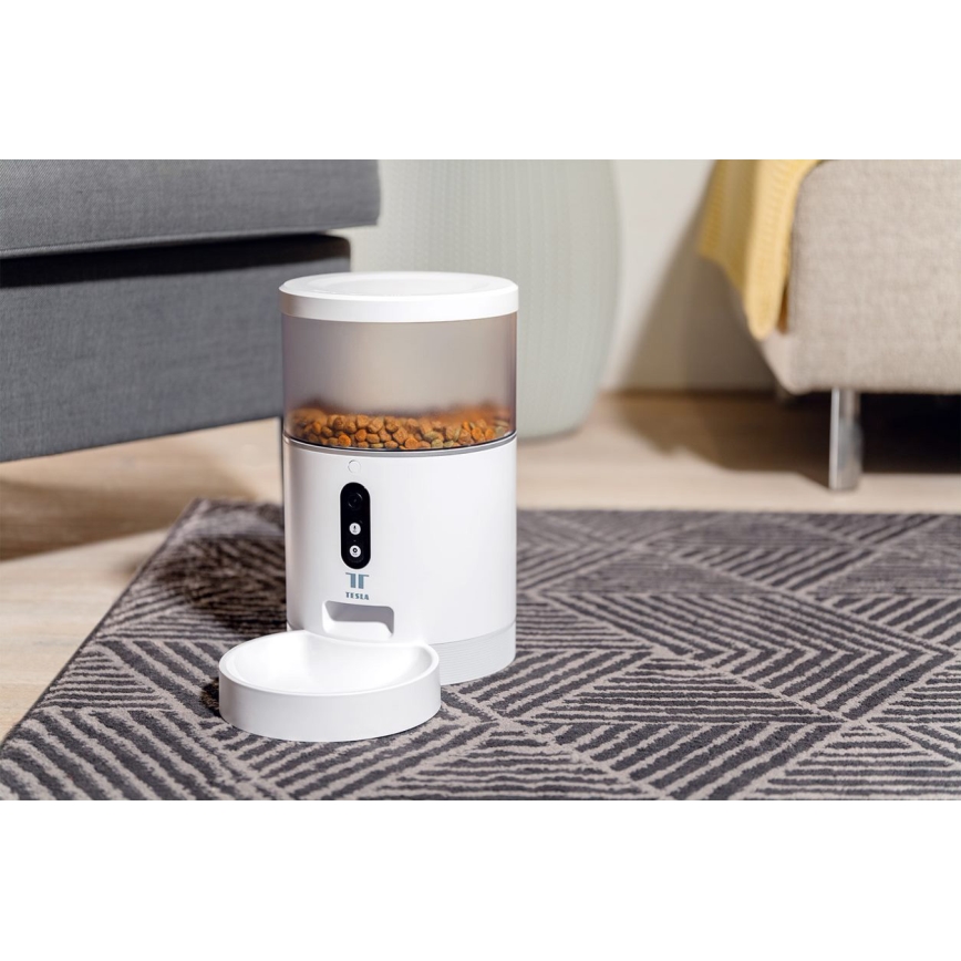 TESLA Smart - Alimentador automático inteligente com uma câmara para animais de estimação 4 l 5V/3xLR20 Wi-Fi