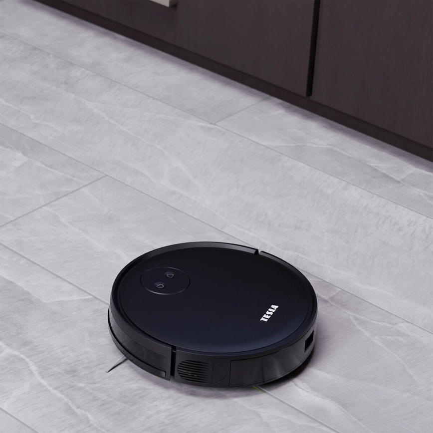 TESLA Smart - Aspirador robô inteligente 2 em 1 2000 mAh Wi-Fi preto + controlo remoto