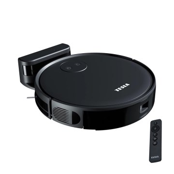 TESLA Smart - Aspirador robô inteligente 2 em 1 2000 mAh Wi-Fi preto + controlo remoto