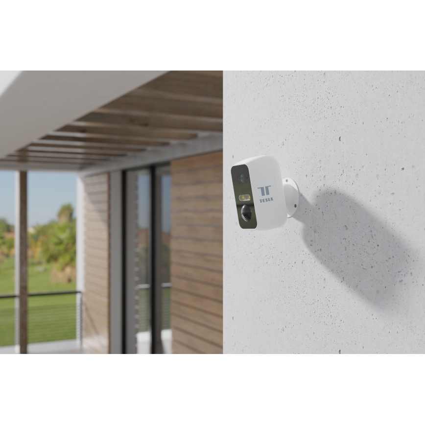 TESLA Smart - Câmara exterior inteligente com sensor 2K 1296p 9600 mAh 5V Wi-Fi IP65