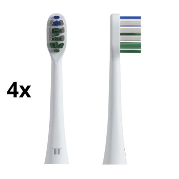 TESLA Smart - CONJUNTO 4x Cabeças de substituição para escova de dentes sónica TS400 branco