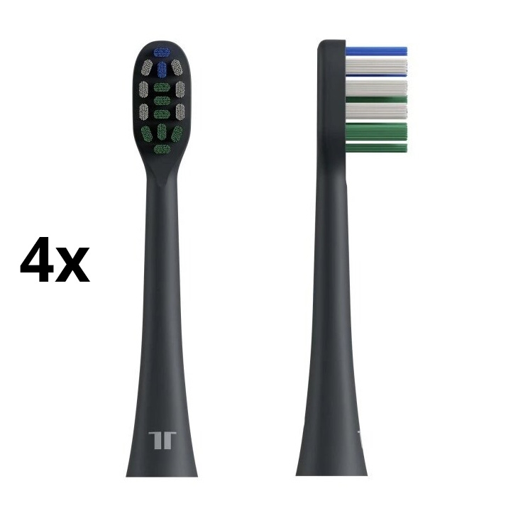 TESLA Smart - CONJUNTO 4x Cabeças de substituição para escova de dentes sónica TS400 preto