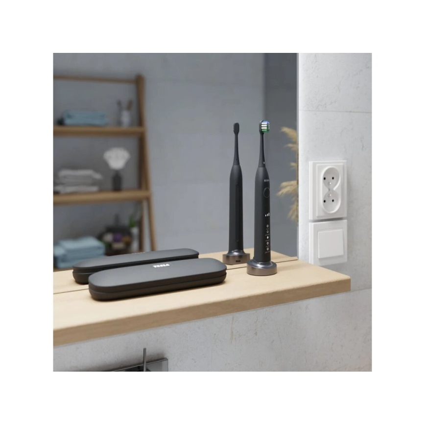 TESLA Smart - CONJUNTO 4x Cabeças de substituição para escova de dentes sónica TS400 preto