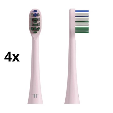 TESLA Smart - CONJUNTO 4x Cabeças de substituição para escova de dentes sónica TS400 rosa