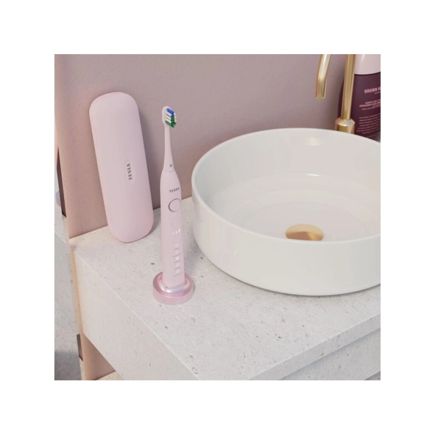 TESLA Smart - CONJUNTO 4x Cabeças de substituição para escova de dentes sónica TS400 rosa