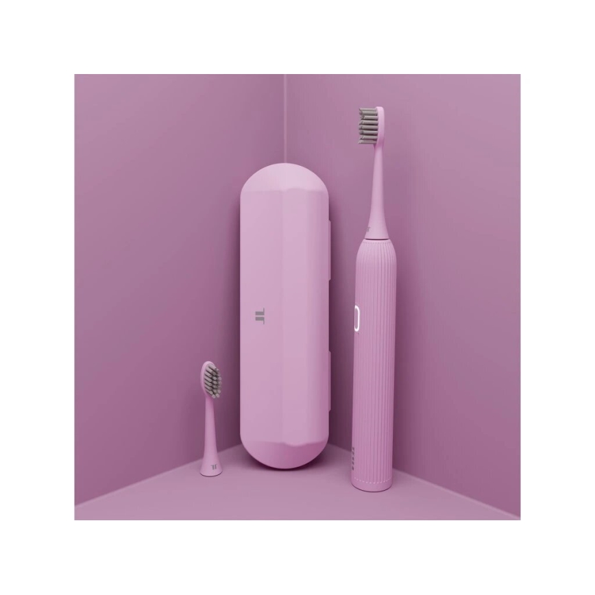 TESLA Smart - Escova de dentes inteligente sónica TS200 DELUXE rosa