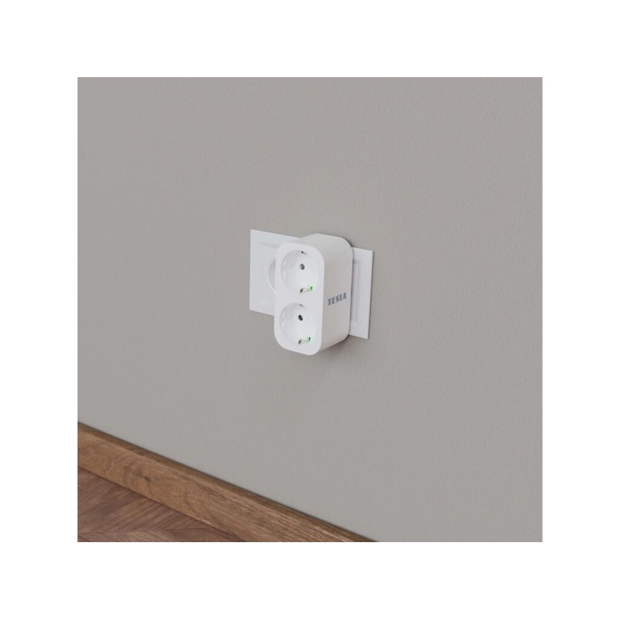TESLA Smart - Separador de tomadas inteligente 2x16A/230V Tipo F Wi-Fi Tuya