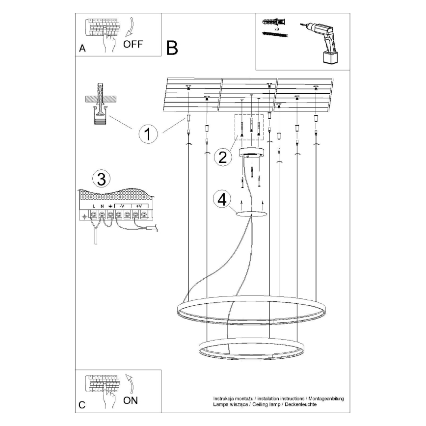 Thoro TH.176 - Candeeiro suspenso LED RIO LED/80W/230V CRI 90 3000K branco