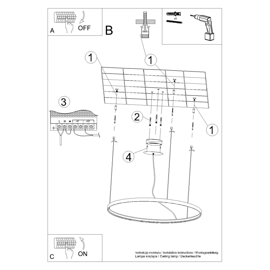 Thoro TH.181 - Candeeiro suspenso LED  RIO LED /50W/230V CRI 95 4000K diâmetro 78 cm dourado