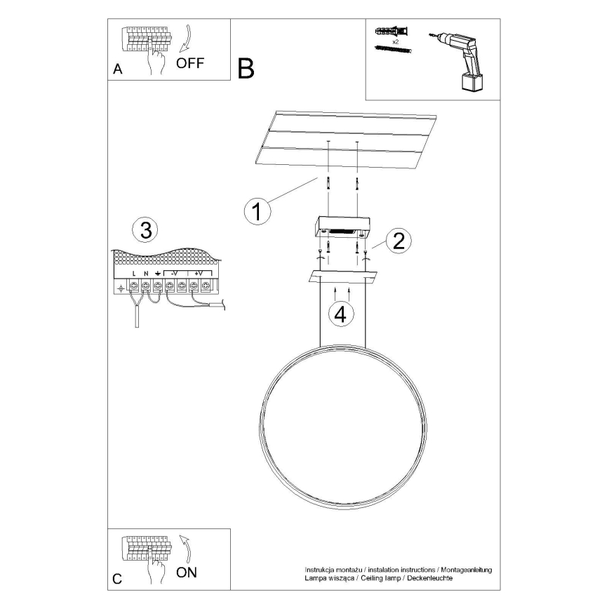 Thoro TH.220 - Candeeiro suspenso LED RIO LED/30W/230V CRI 90 3000K diâmetro 55 cm dourado