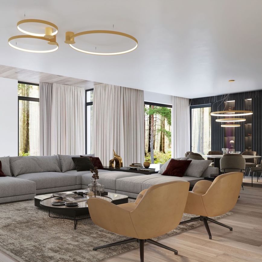 Thoro TH.224 - Iluminação de teto LED RIO LED/50W/230V CRI 90 3000K diâmetro 78 cm dourado