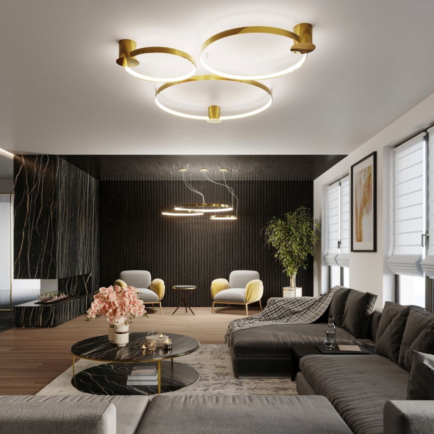 Thoro TH.246 - Candeeiro suspenso LED RIO LED/50W/230V CRI 90 3000K diâmetro 78 cm dourado