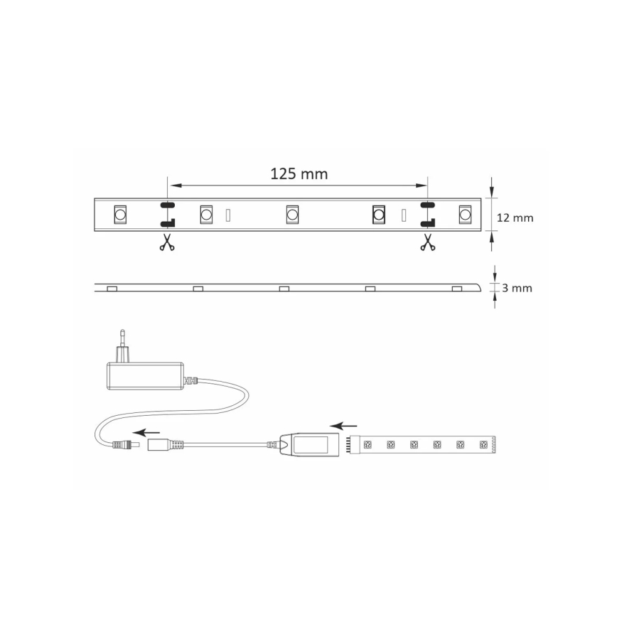 Tira de exterior RGB LED com regulação Wi-Fi LED/8W IP65 2 m Tuya
