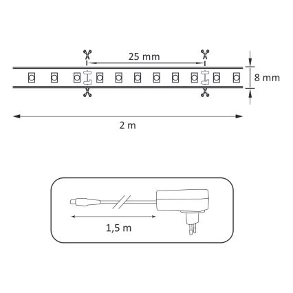 Tira LED 2m LED/18W/12V IP65 4000K