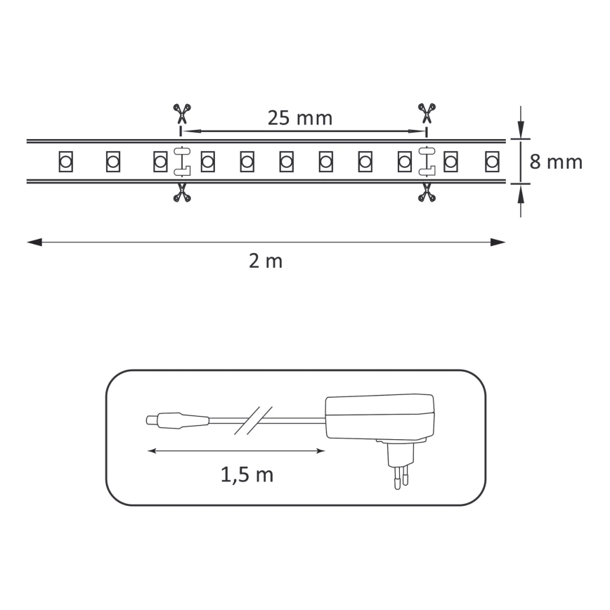 Tira LED 2m LED/18W/12V IP65 4000K