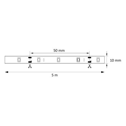 Tira LED 5m 28W/12V IP20 6500K