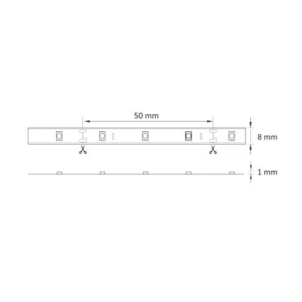 Tira LED 5m LED/10W/12V IP20 3300K