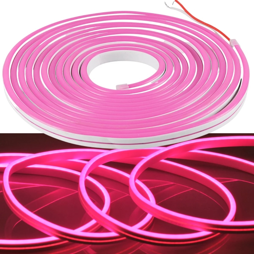Tira LED NEON 5 m LED/27W/12V IP65 rosa