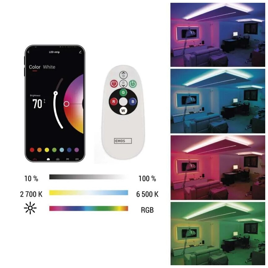 Tira LED RGB+CCT com regulação GOSMART LED/21W/230V 5 m 2700-6500K IP44 Wi-Fi + comando