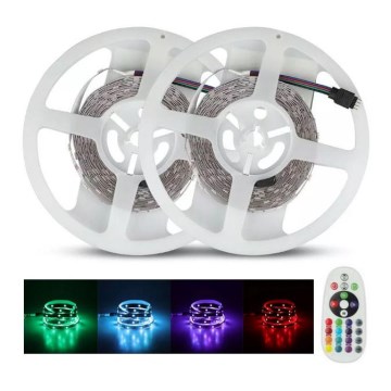Tira LED RGB com regulação 2x5m LED/4,8W/230V + controlo remoto