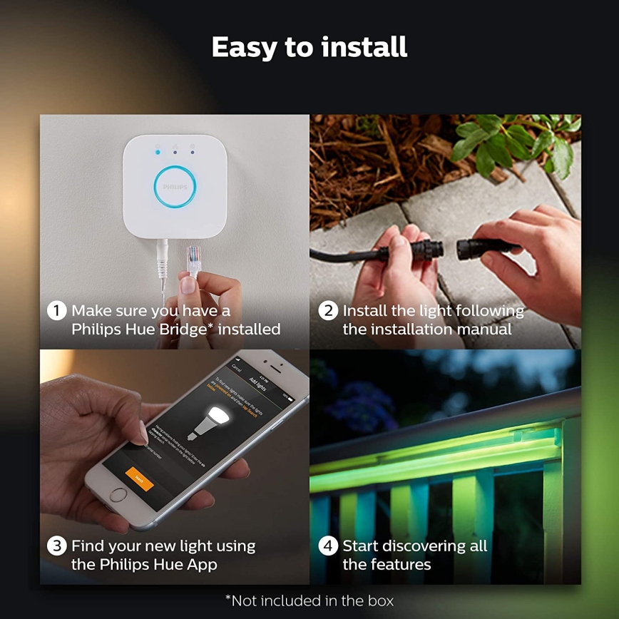 Tira LED RGBW com regulação Philips Hue LED/40W 5m IP67