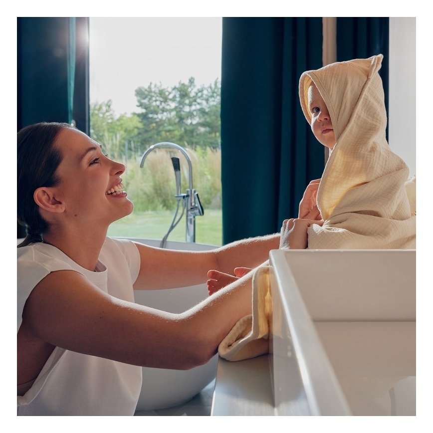 Toalha de Banho com Capuz MUSLIN HOODED TOWEL Beige Cappuccino para Crianças - Lionelo