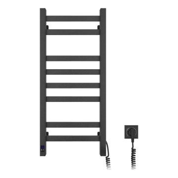 Toalheiro aquecido em escada para casa de banho com termóstato AVANGARD 251 W/230 V 80,6 cm IP44, preto, ligação direita, perfil quadrado