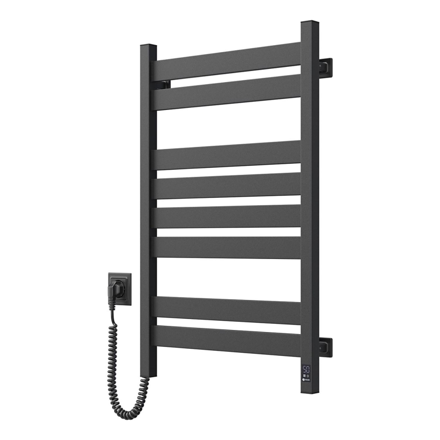 Toalheiro aquecido em escada para casa de banho com termóstato LARGO 432W/230V 80,6 cm IP44 preto esquerdo, perfil quadrado