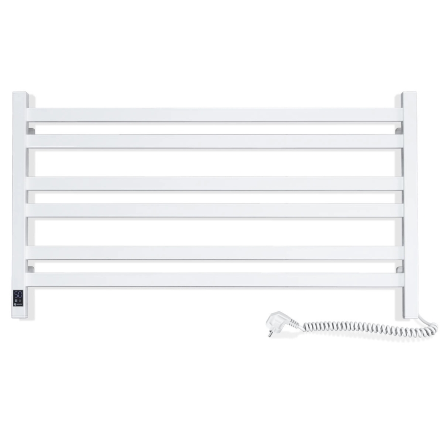Toalheiro aquecido para casa de banho com termostato AVANGARD 316W/230V 50,6 cm IP44 branco, ligação à direita, perfil quadrado