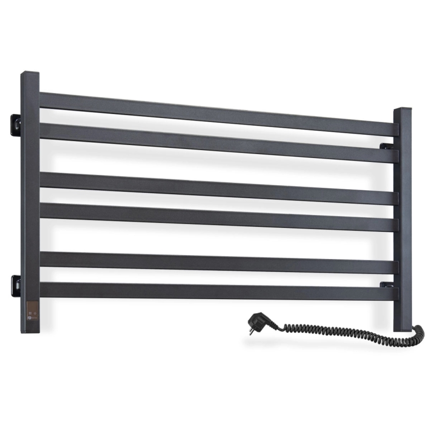 Radiador toalheiro para casa de banho com termóstato AVANGARD 316W/230V 50,6 cm IP44 preto, versão direita, de perfil quadrado