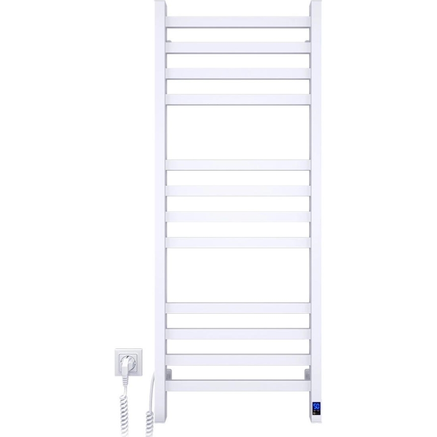 Toalheiro aquecido para casa de banho com termóstato AVANGARD 459W/230V 120,6 cm IP44 branco, ligação à esquerda, perfil quadrado