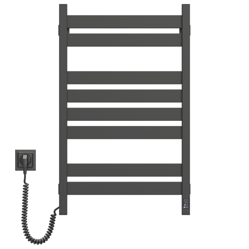 Toalheiro aquecido em escada para casa de banho com termóstato LARGO 432W/230V 80,6 cm IP44 preto esquerdo, perfil quadrado