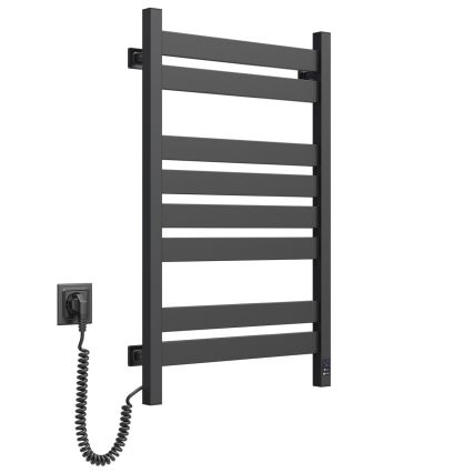 Toalheiro aquecido em escada para casa de banho com termóstato LARGO 432W/230V 80,6 cm IP44 preto esquerdo, perfil quadrado