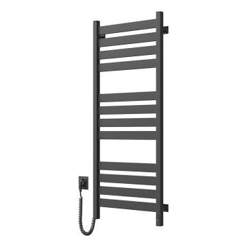 Toalheiro aquecido para casa de banho com termóstato LARGO 541W/230V 120,6 cm IP44 preto esquerdo quadrado