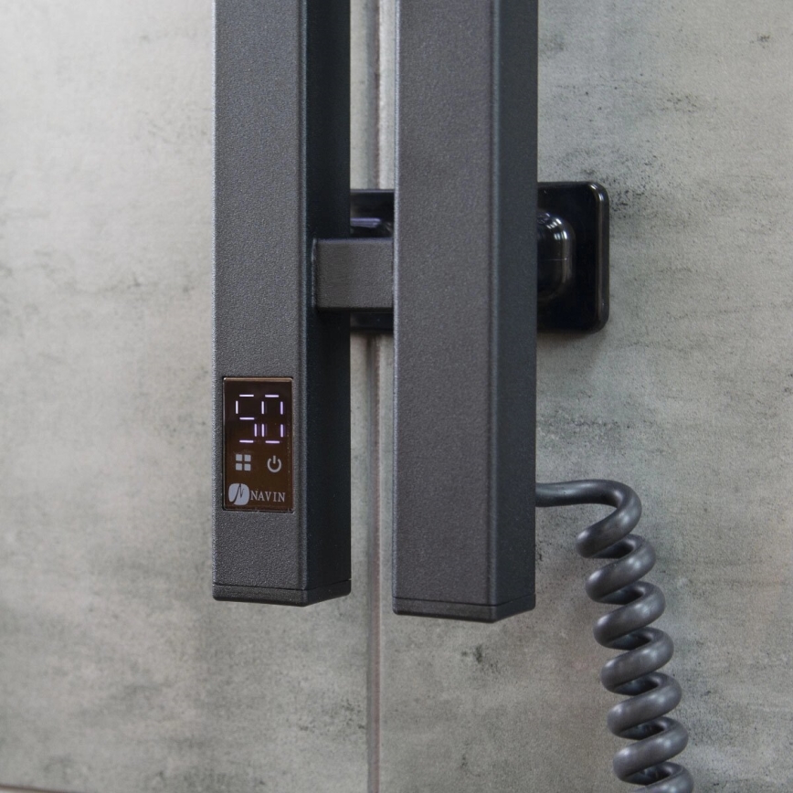 Toalheiro elétrico com termóstato SILOUETTE 187W/230V 120,6 cm IP44 preto direita angular