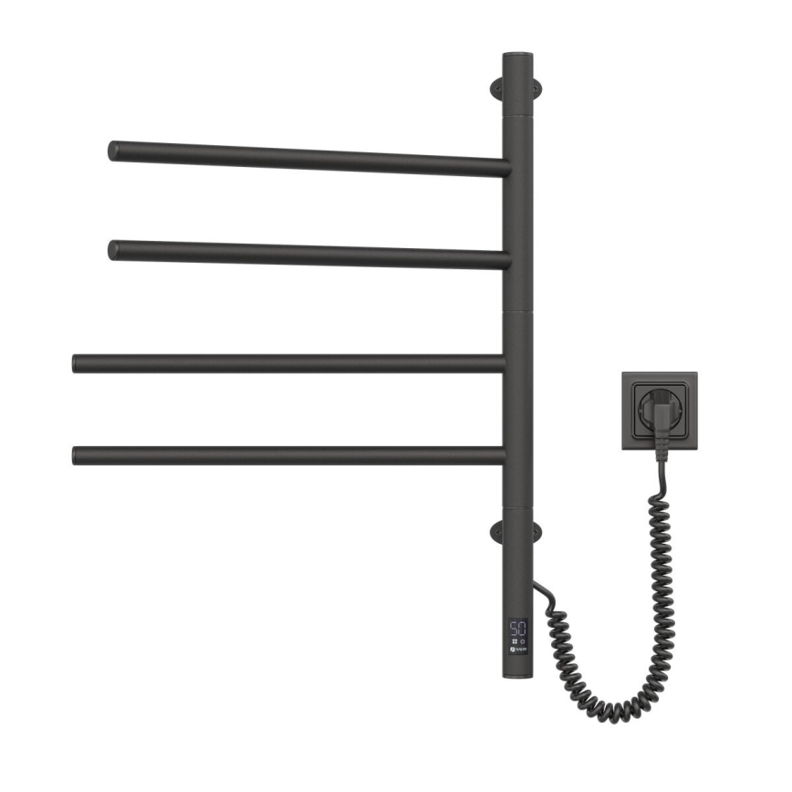 Toalheiro elétrico rotativo com termóstato ARABESQUE 150W/230V 64,6 cm IP44 preto