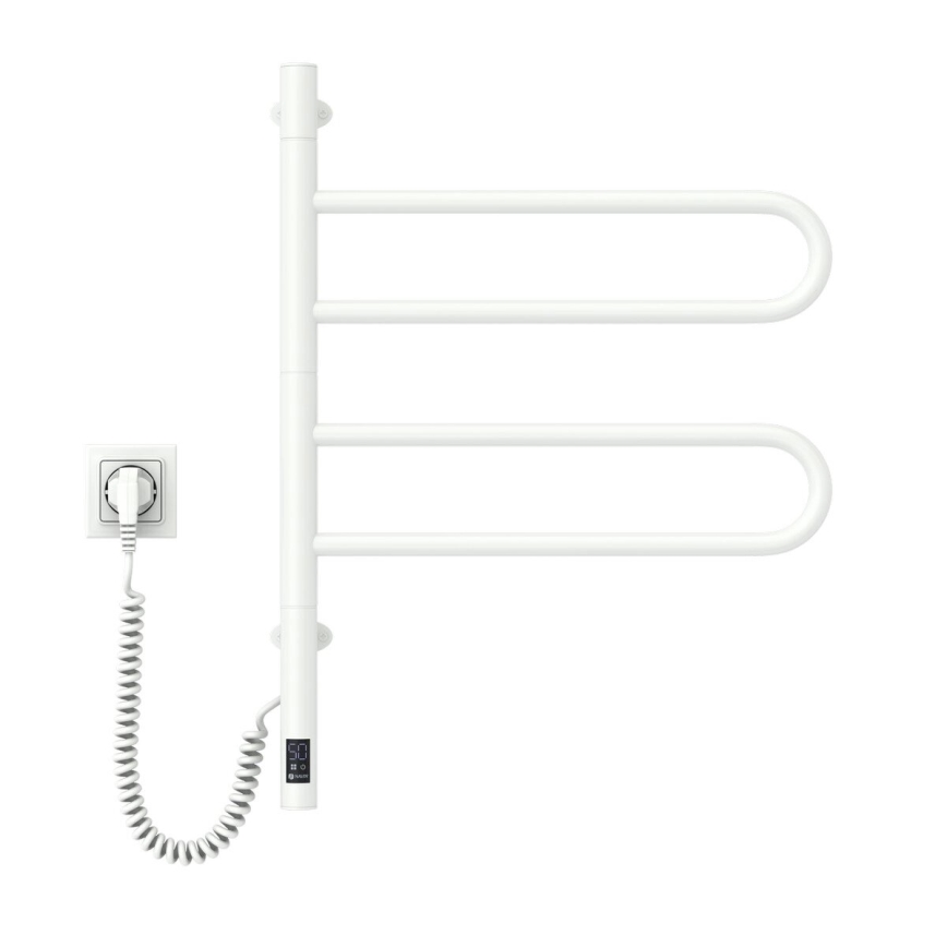 Toalheiro elétrico rotativo com termóstato FOUETTE 128W/230V 64,6 cm IP44 branco