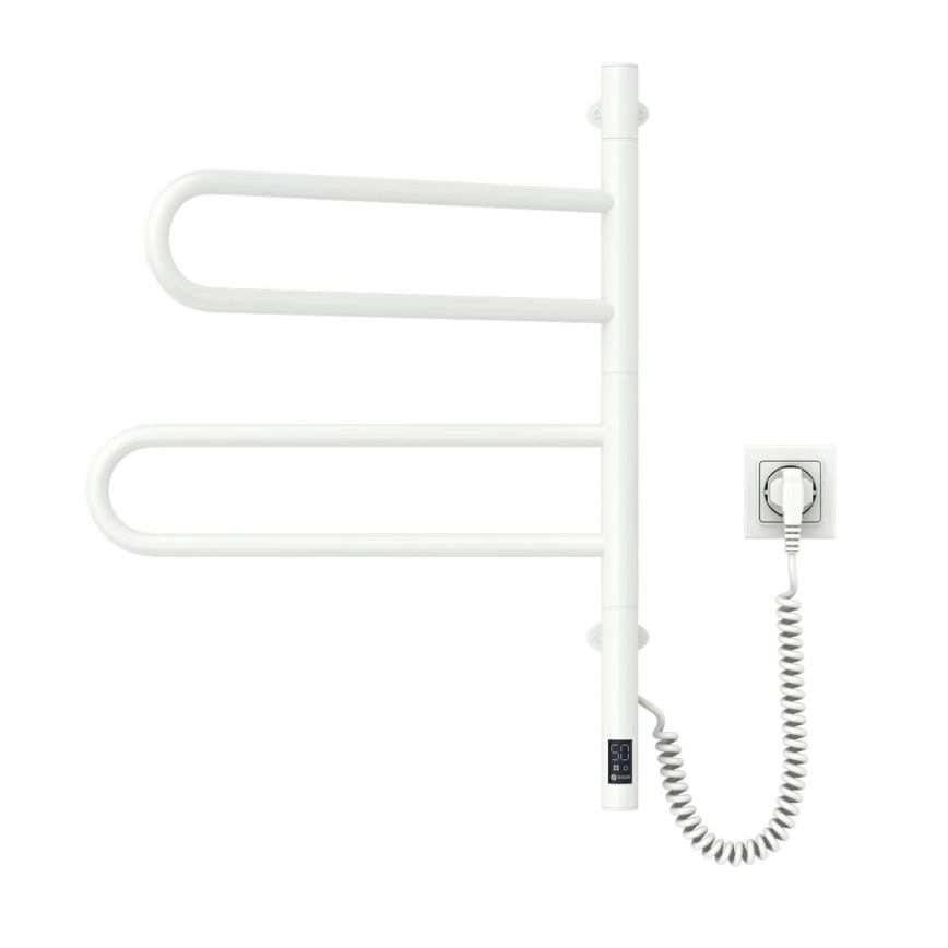 Toalheiro elétrico rotativo com termóstato FOUETTE 128W/230V 64,6 cm IP44 branco