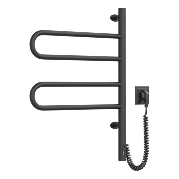 Toalheiro elétrico rotativo com termóstato FOUETTE 128W/230V 64,6 cm IP44 preto