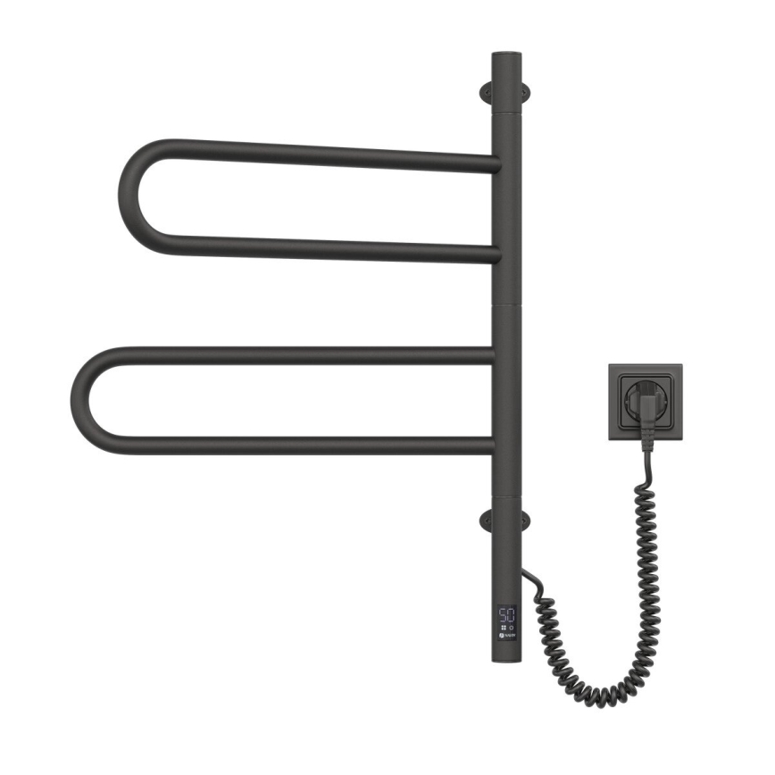 Toalheiro elétrico rotativo com termóstato FOUETTE 128W/230V 64,6 cm IP44 preto