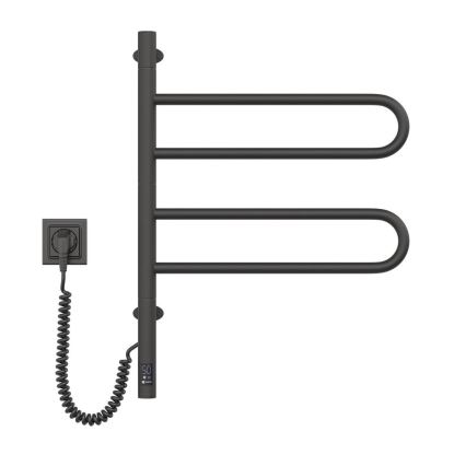 Toalheiro elétrico rotativo com termóstato FOUETTE 128W/230V 64,6 cm IP44 preto
