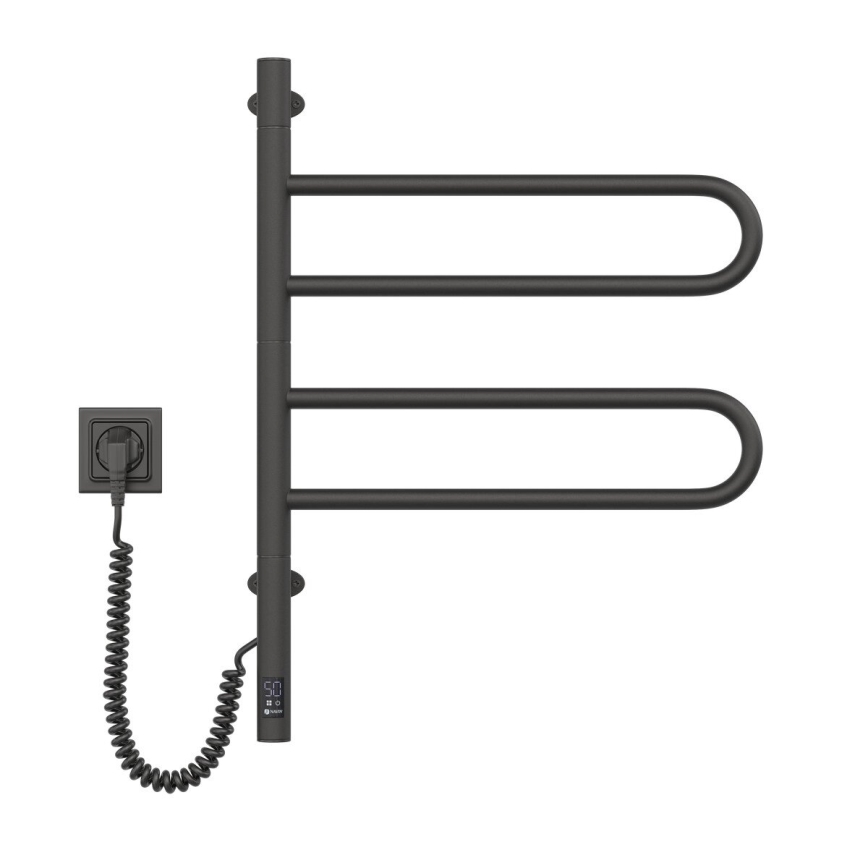 Toalheiro elétrico rotativo com termóstato FOUETTE 128W/230V 64,6 cm IP44 preto