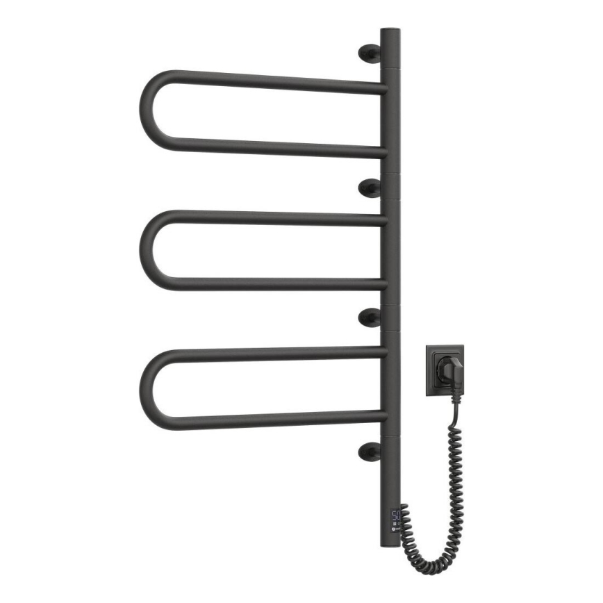 Toalheiro elétrico rotativo com termóstato FOUETTE 185W/230V 81,8 cm IP44 preto