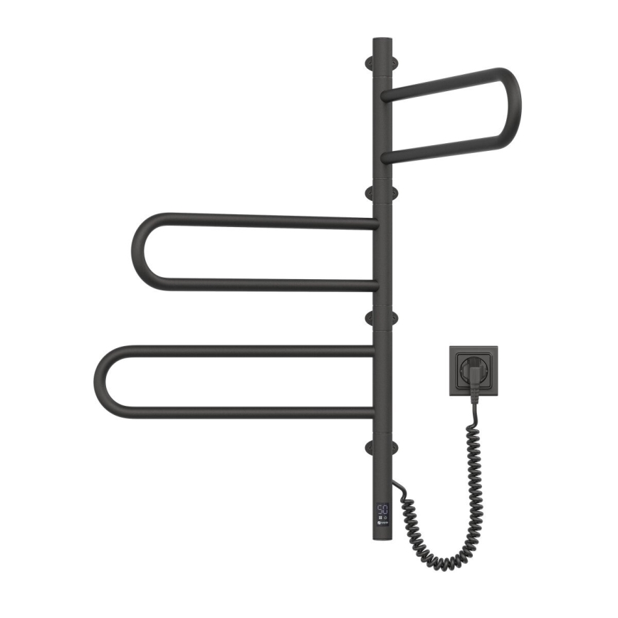 Toalheiro elétrico rotativo com termóstato FOUETTE 185W/230V 81,8 cm IP44 preto