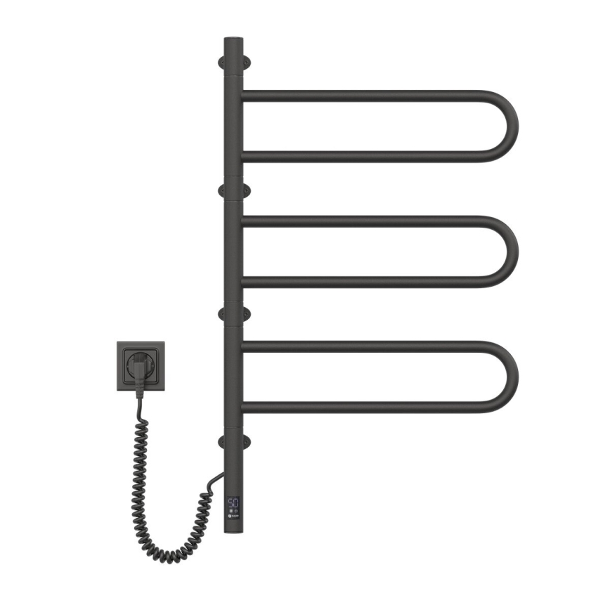 Toalheiro elétrico rotativo com termóstato FOUETTE 185W/230V 81,8 cm IP44 preto