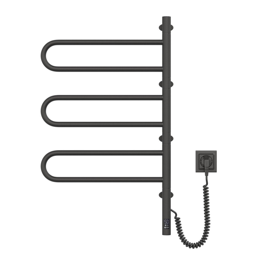 Toalheiro elétrico rotativo com termóstato FOUETTE 185W/230V 81,8 cm IP44 preto