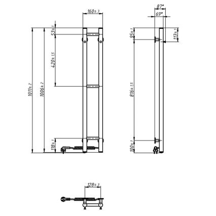 Toalheiro elétrico SILOUETTE 187W/230V 101,1 cm IP44 branco direita redondo