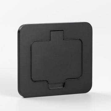 Tomada de chão de embutir para exterior IP55 preta retangular
